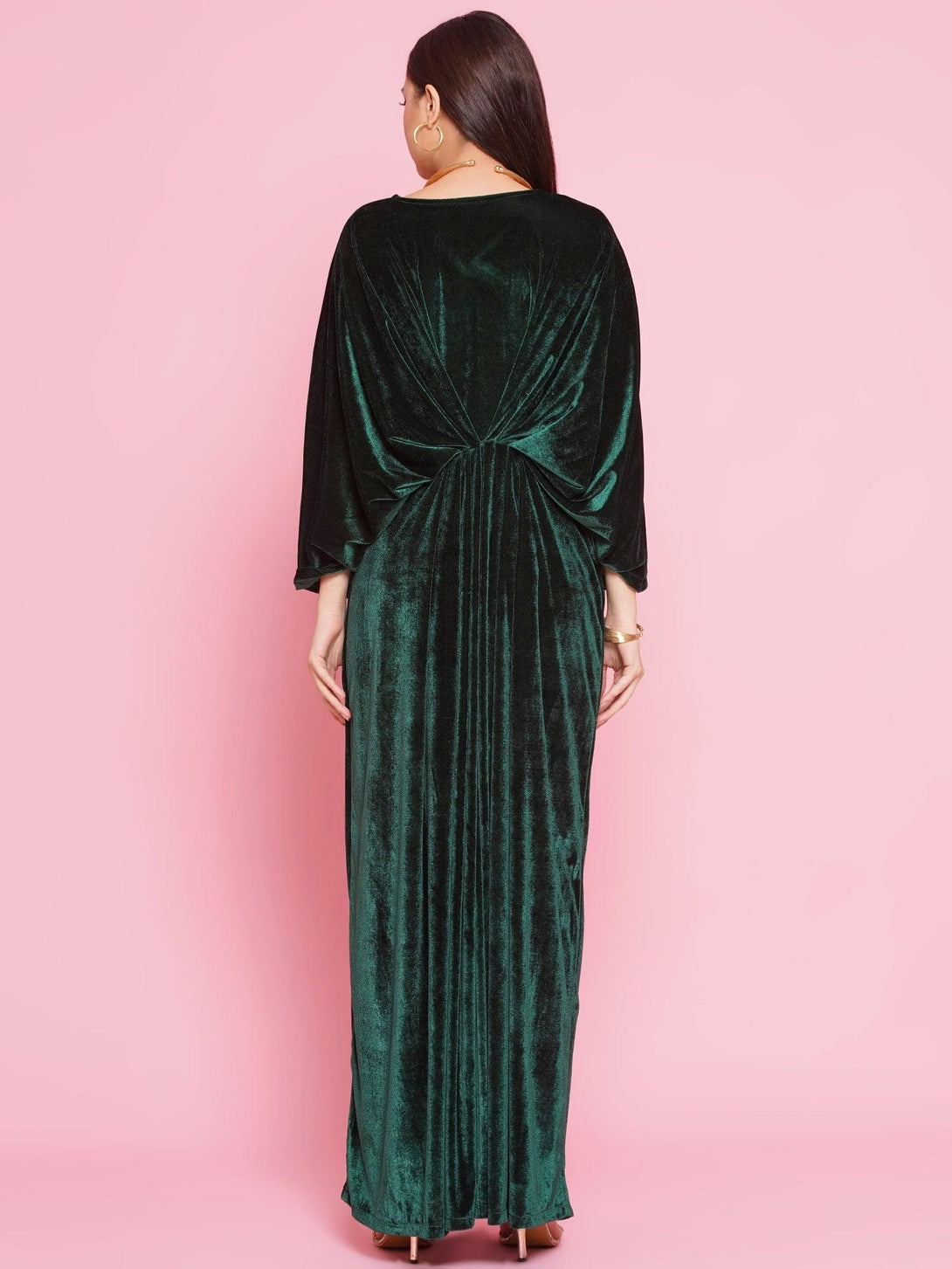 Women's Green Velvet Hand Embellished Gown - Women Republic - Indiakreations