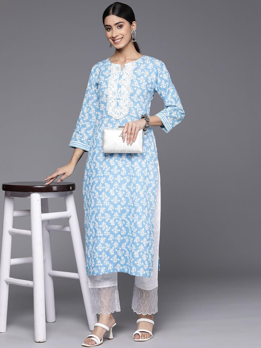 Varanga Dyed Thread Work Cotton Kurta - Indiakreations