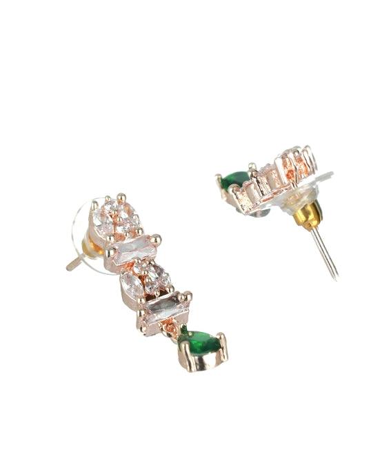 Women's Rose Gold-Plated Green Ameriacna Diamond & Cz-Studded Jewellery Set - Jazz And Sizzle - Indiakreations