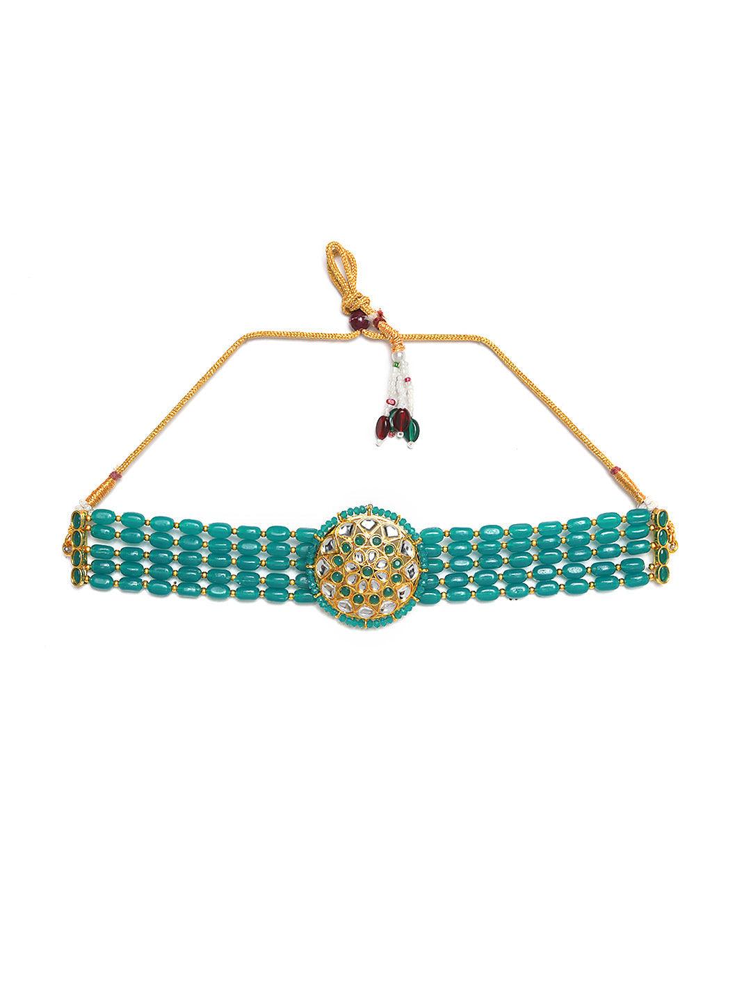 Women's Gold-Plated Green & White Combo Jewellery Set - Jazz And Sizzle - Indiakreations