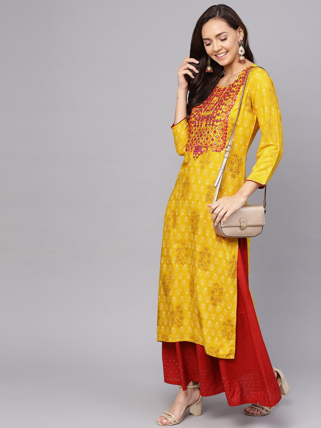 Women Mustard Yellow Kurta by Anubhutee (1pc)