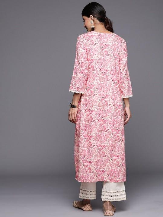 Varanga Floral Printed Mirror Work Kurta - Indiakreations