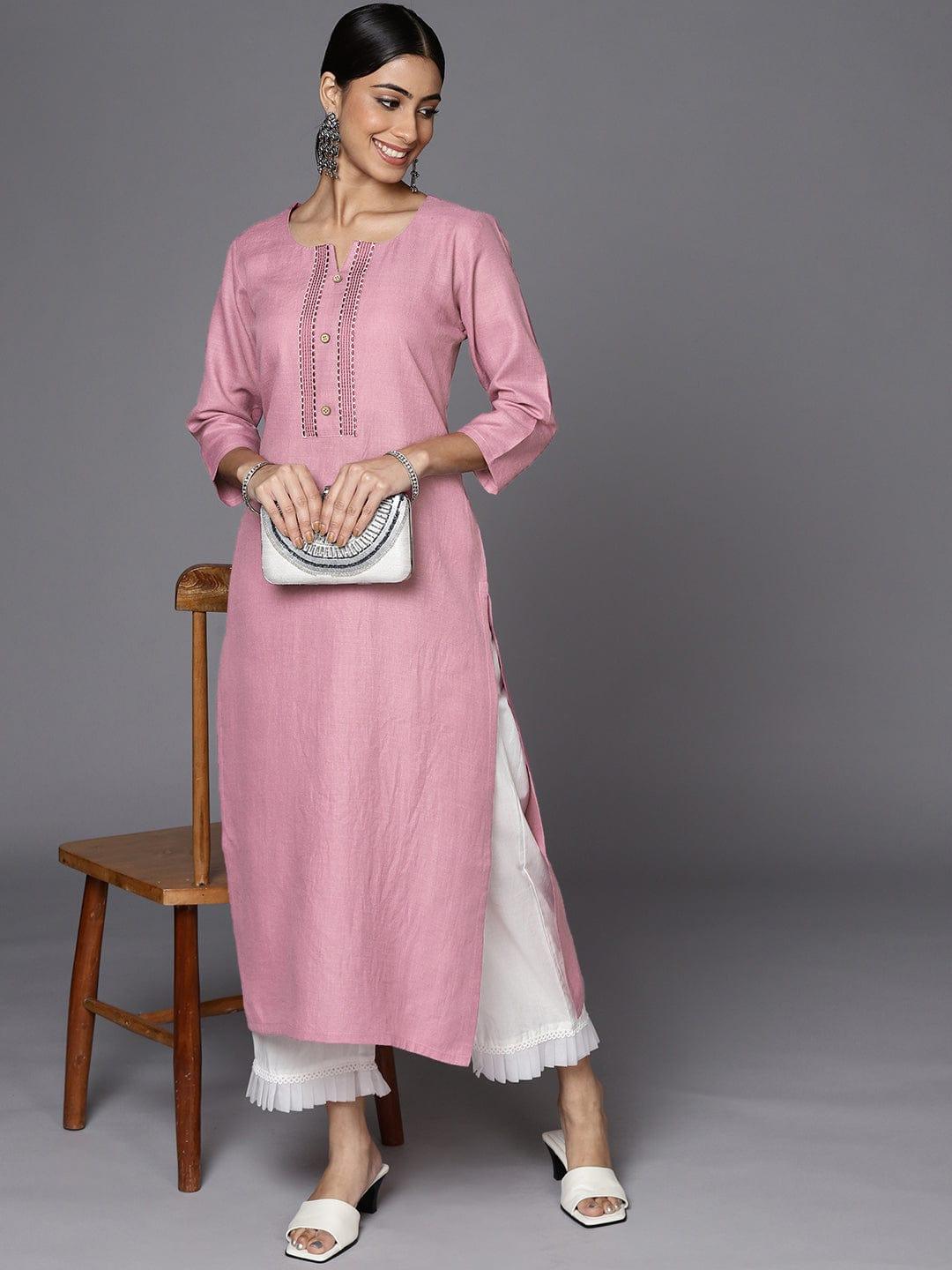 Varanga Women Mauve Thread Work Kurta - Indiakreations