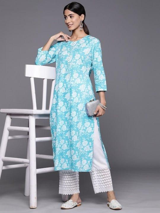 Varanga Floral Printed Gotta Patti Floral Kurta - Indiakreations