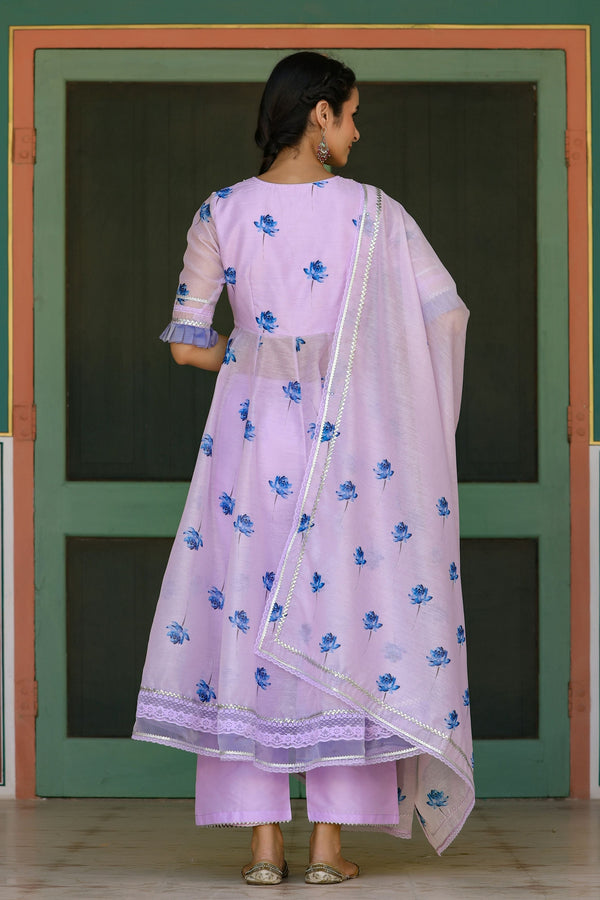 Aster Lilac Chanderi Suit Set