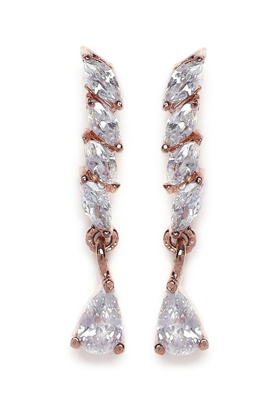 Women's American Diamond Rose Gold Plated Jewellery Set - Jazz And Sizzle - Indiakreations