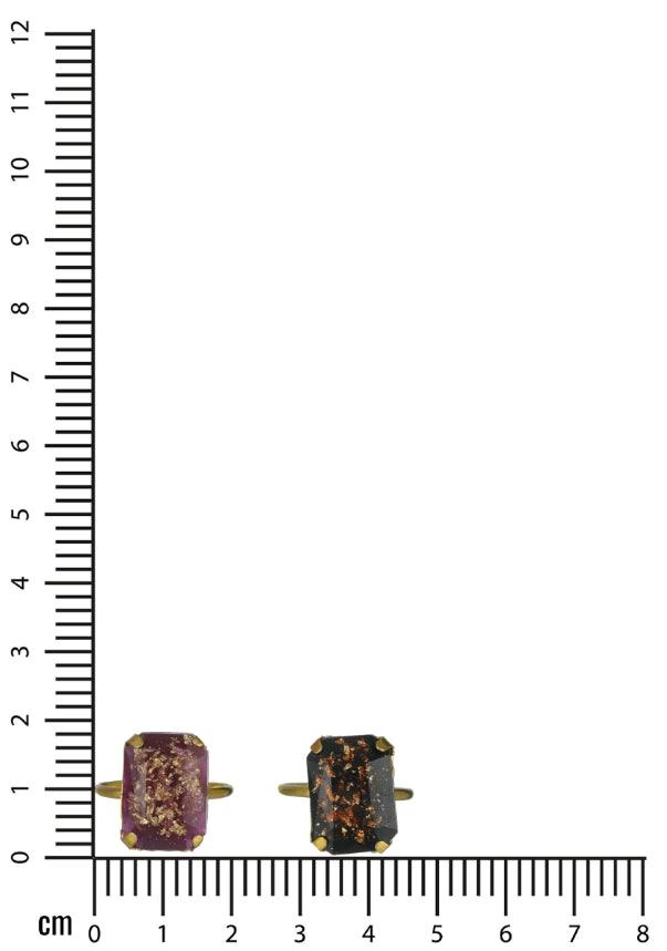 Women's Set Of 2 Handcrafted Stone Studed,Black & Purple Finger Ring - Jazz And Sizzle - Indiakreations