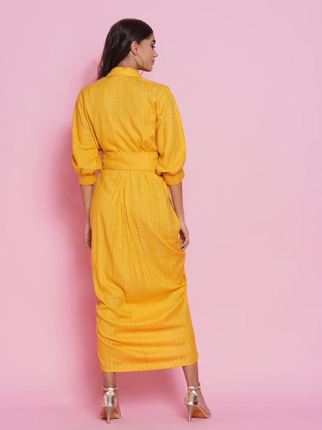 Women's Yellow Rayon Fusion Wear Dress - Women Republic - Indiakreations