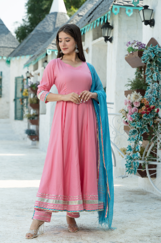 Women's Rose Pink Kurta Dupatta Set