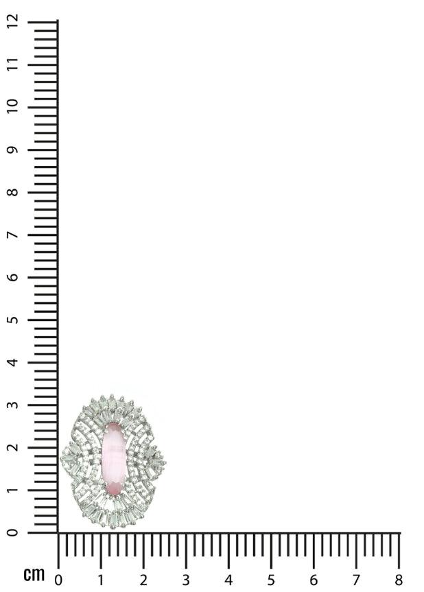 Women's Pink American Diamond Studded,Silver-Plated Cz Studded Adjustable Finger Ring - Jazz And Sizzle - Indiakreations