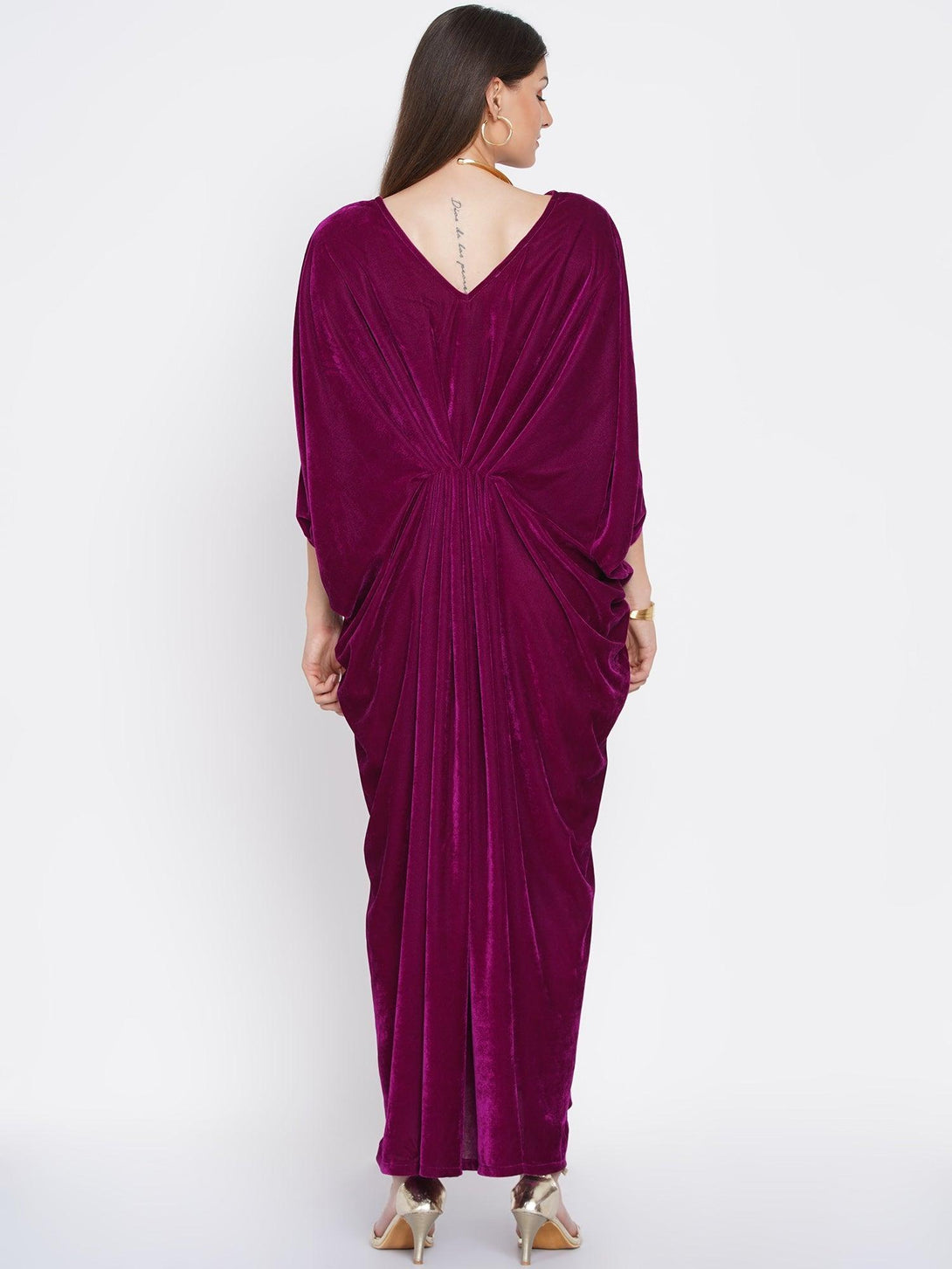 Women's Wine Velvet Dress - Women Republic - Indiakreations