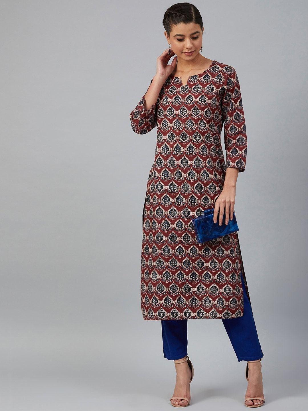 Women's Printed Straight Kurta - Meeranshi - Indiakreations