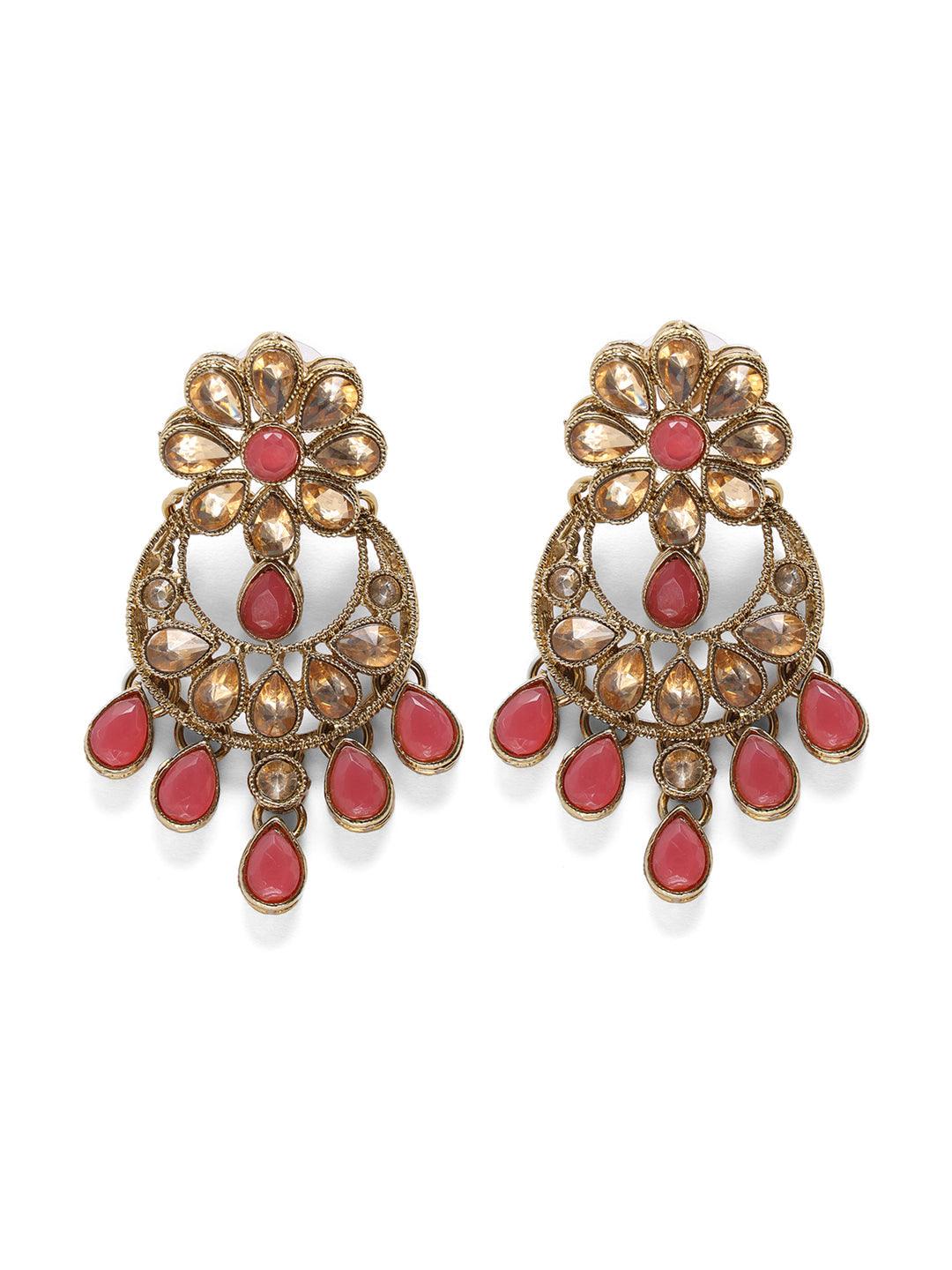 Women's Pink Kundan Gold Plated Jewellery Set - Jazz and Sizzle - Indiakreations