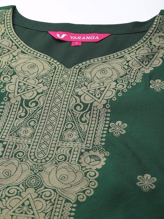 Varanga Women Green Kurta with Trousers & With Dupatta - Indiakreations