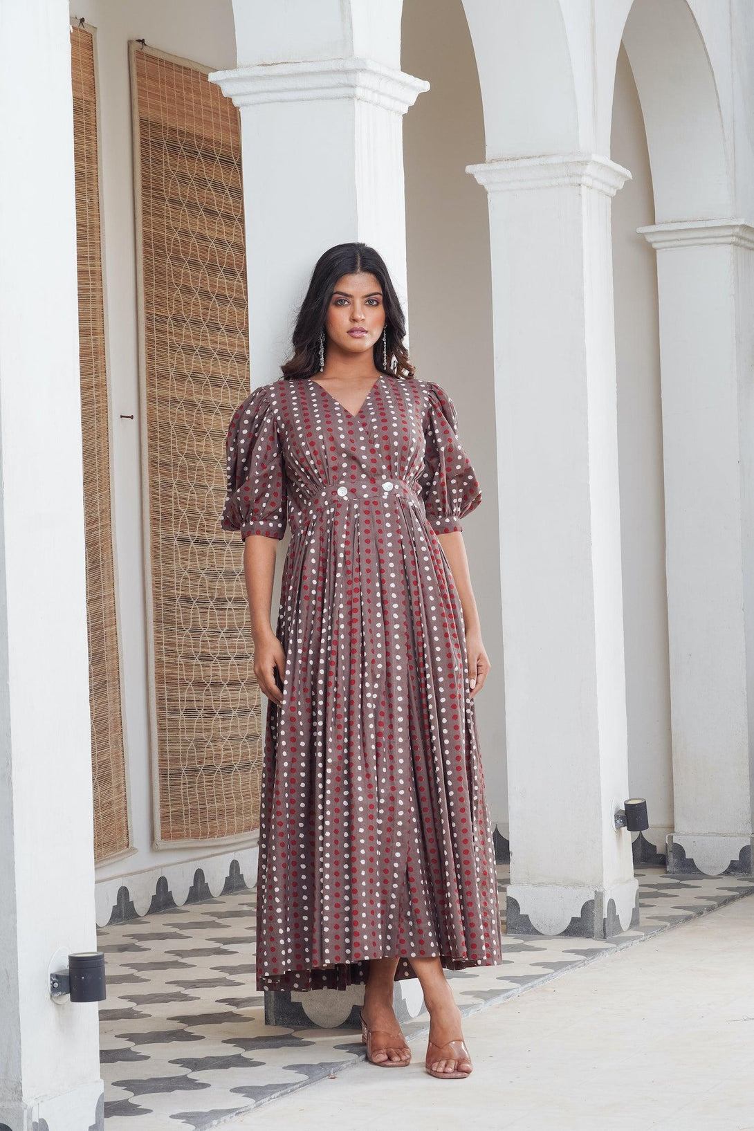 Grey Polka Wrap Maxi - Indiakreations