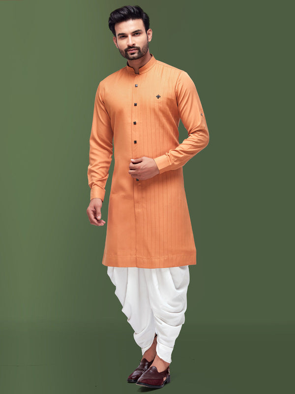 Conventional Orange Bandhgala Kurta for Men