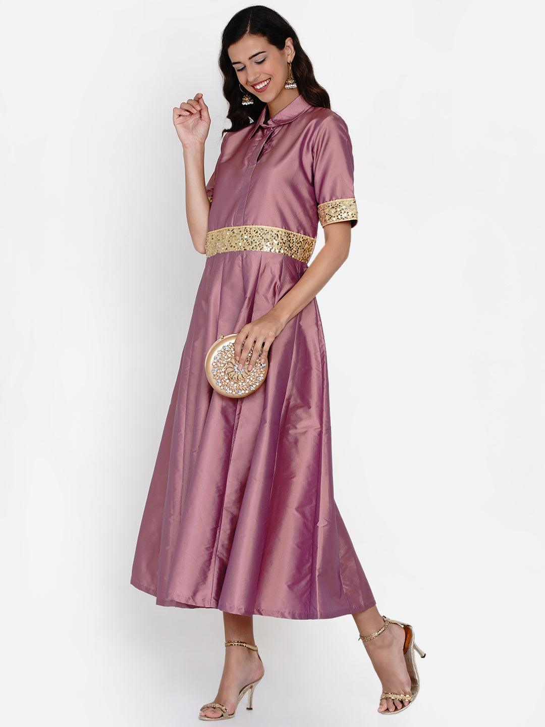 Women's Mauve Polyester Gown - Women Republic - Indiakreations