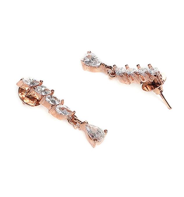 Women's American Diamond Rose Gold Plated Jewellery Set - Jazz And Sizzle - Indiakreations