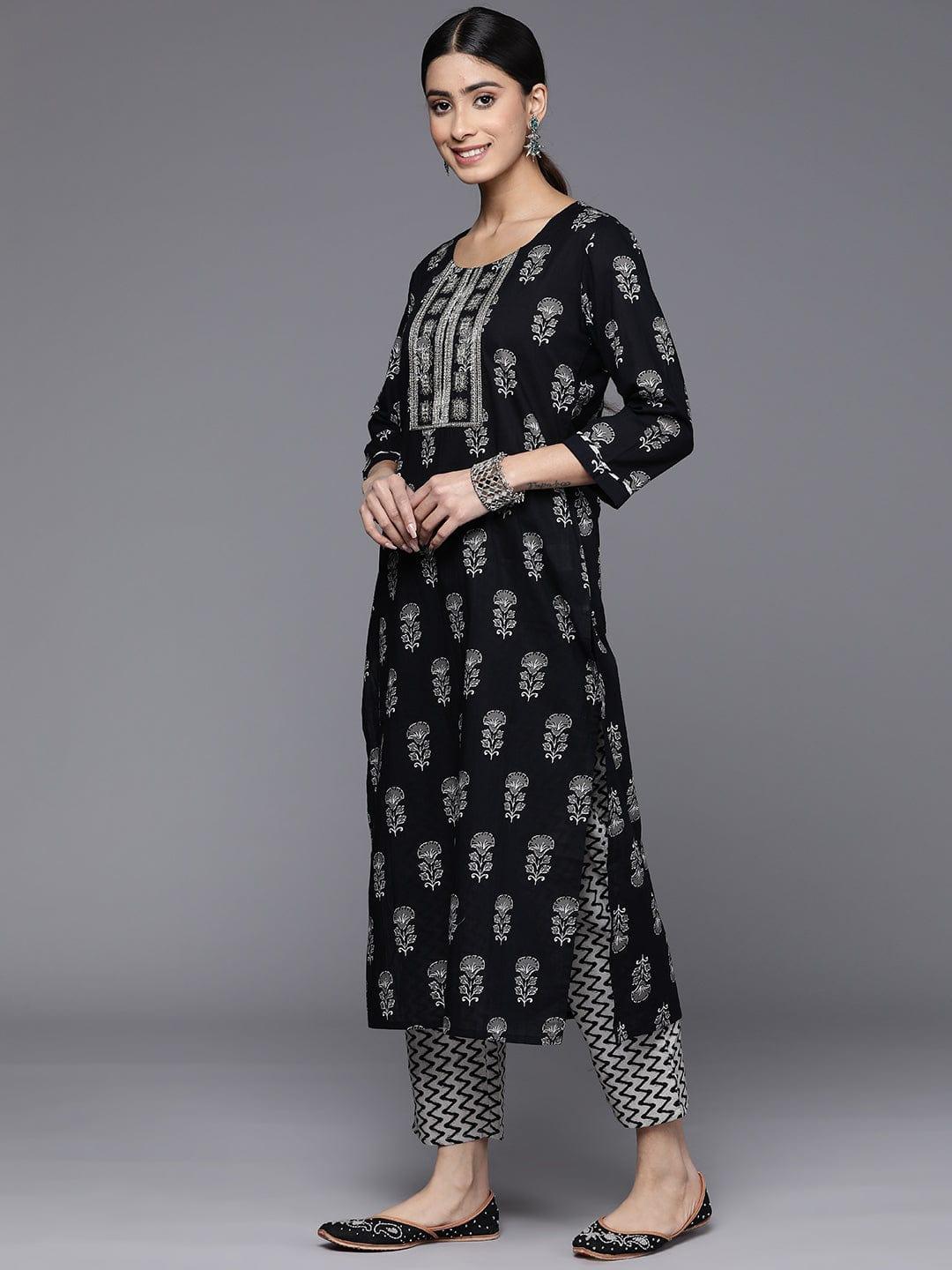 Varanga Ethnic Motifs Printed Sequinned Kurta With Trousers & With Dupatta - Indiakreations