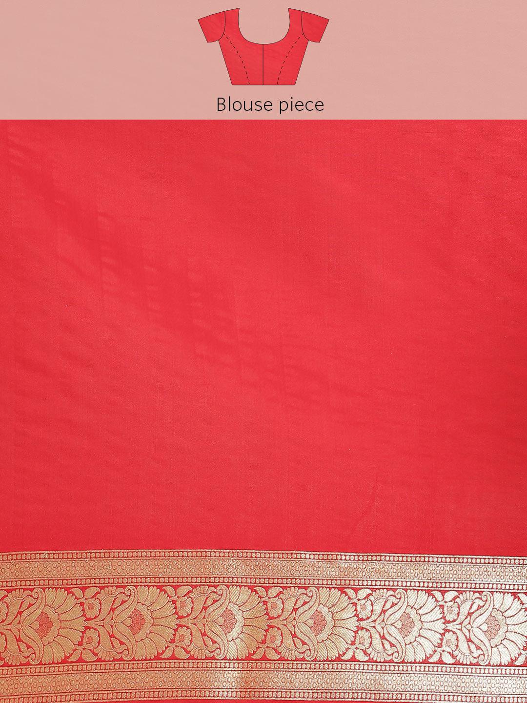 Women's Red Semi Silk Zari Woven Saree - Varanasi - Indiakreations