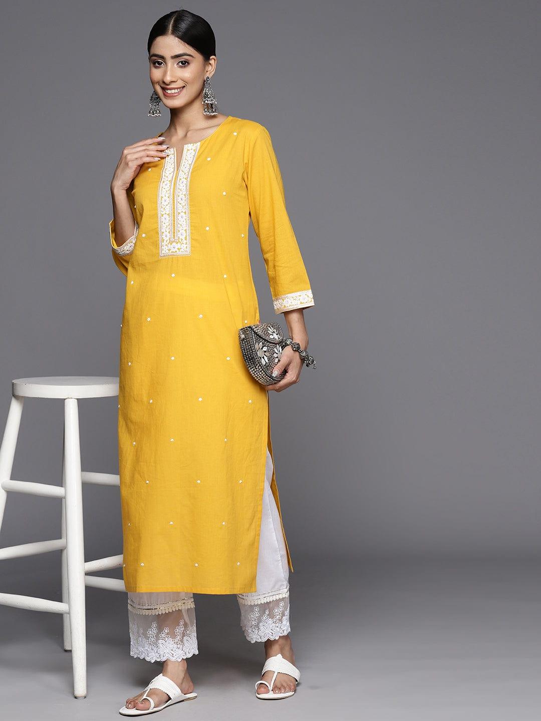 Varanga Floral Embroidered Thread Work Kurta - Indiakreations