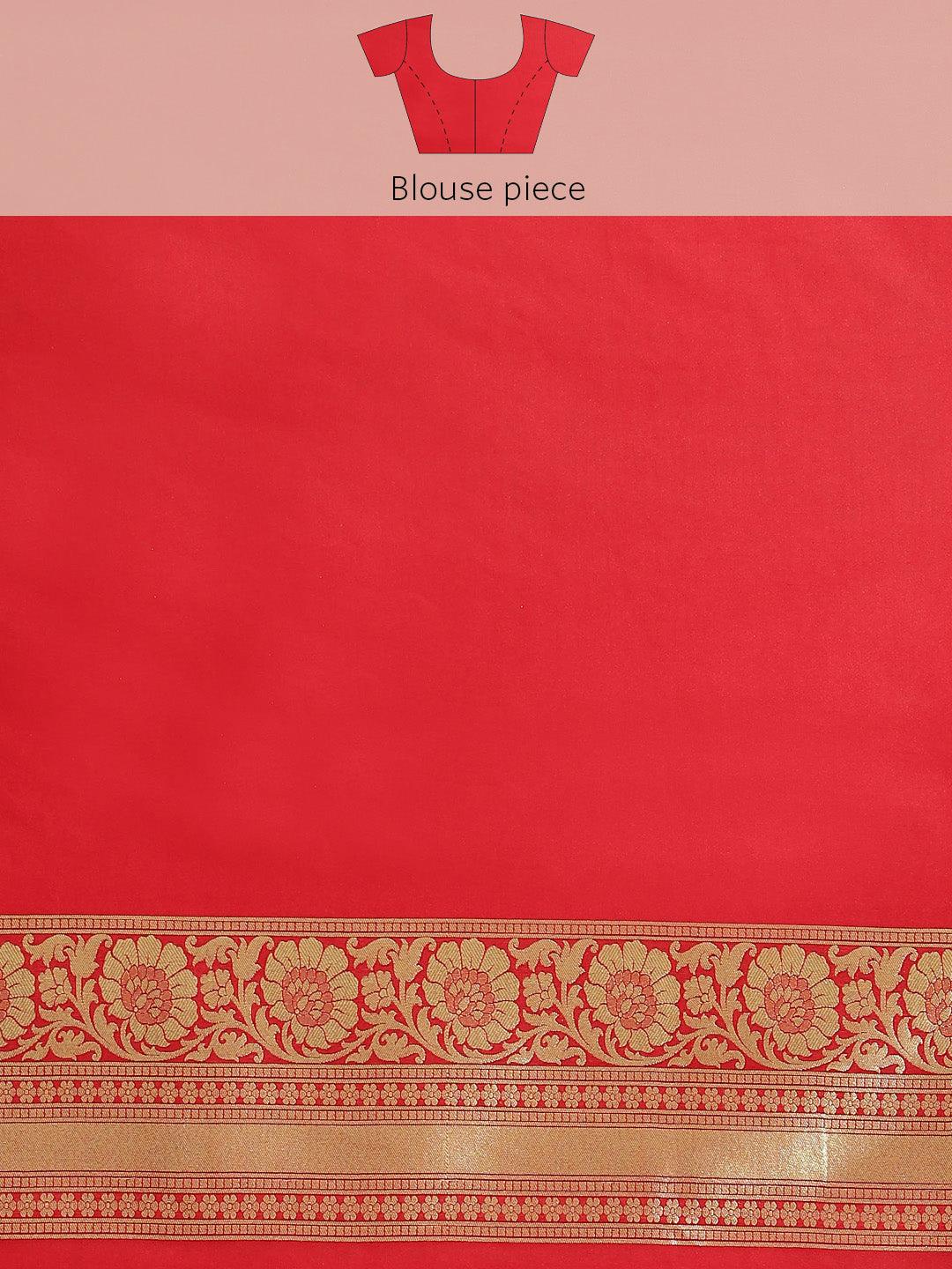 Women's Red Semi Silk Zari Woven Saree - Varanasi - Indiakreations