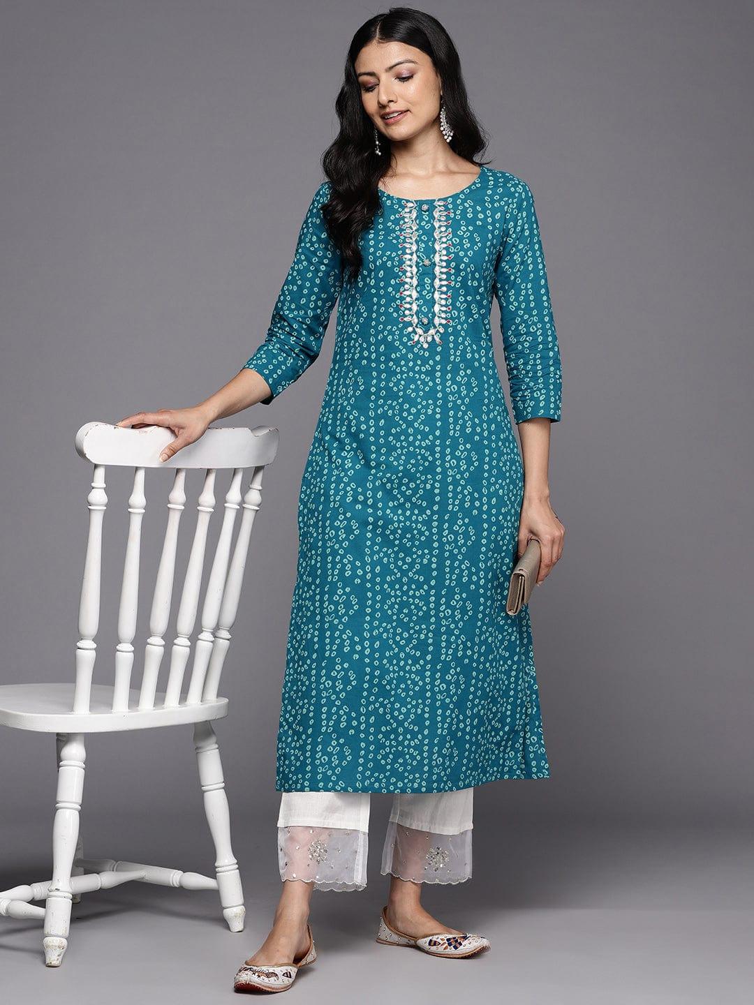 Varanga Bandhani Printed Gotta Patti Pure Cotton Kurta - Indiakreations