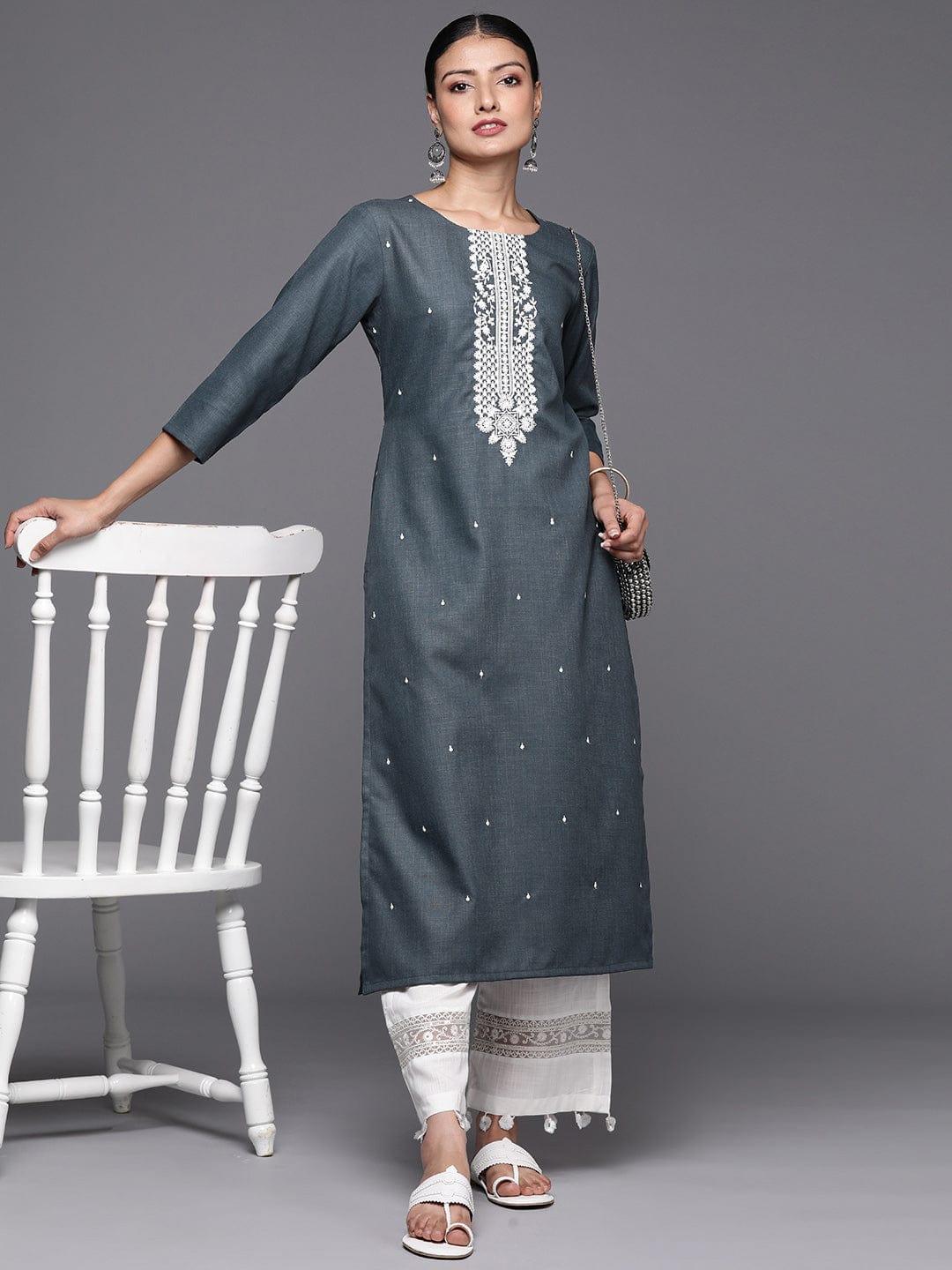 Varanga Women Embroidered Thread Work Floral Kurta - Indiakreations