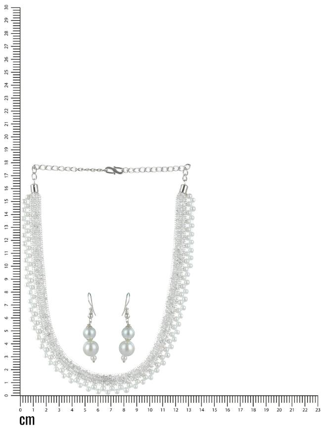 Women's Silver Plated & White Pearl Jewellery Set - Jazz And Sizzle - Indiakreations