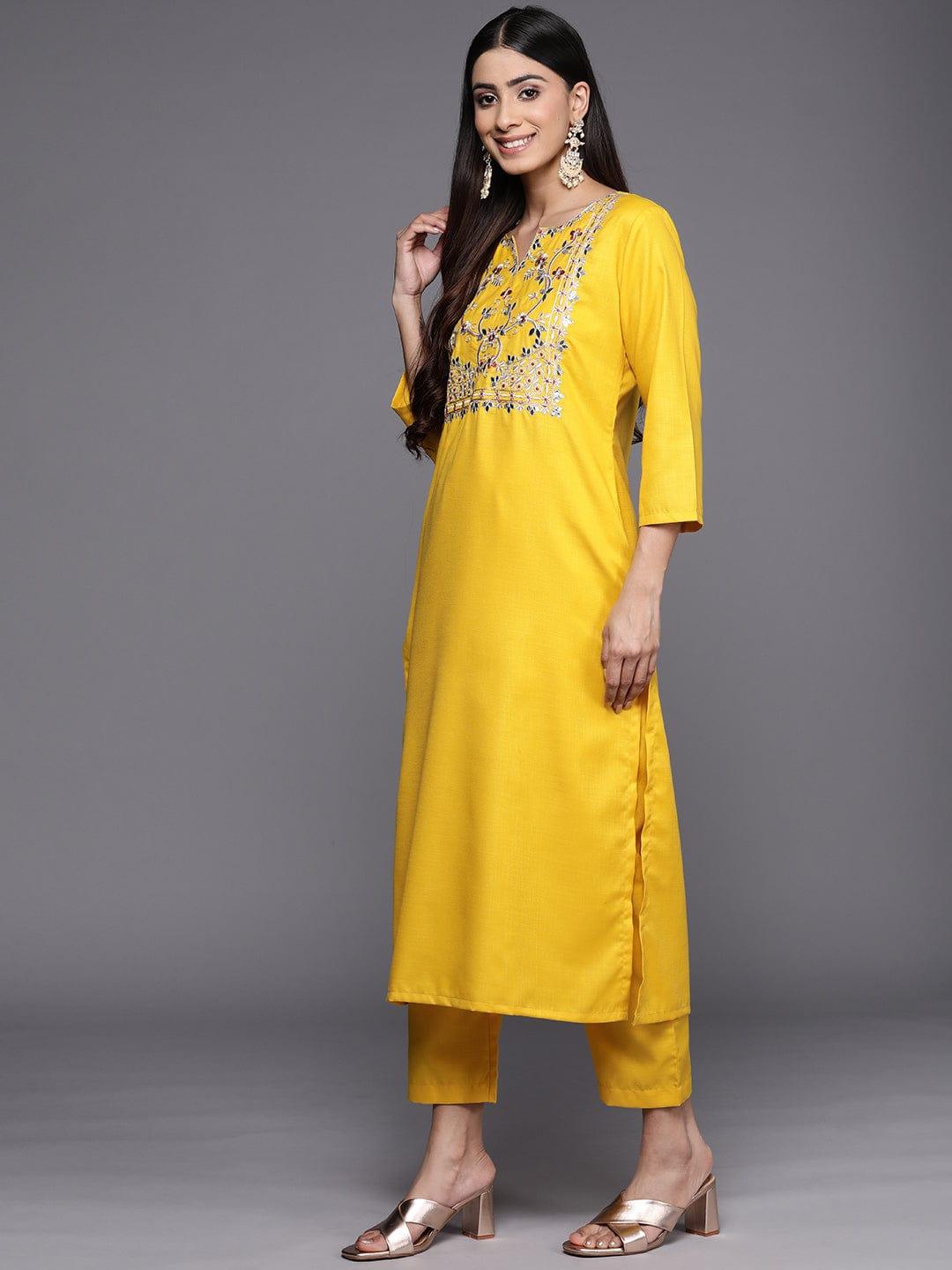 Varanga Floral Yoke Design Gotta Patti Kurta with Trousers & With Dupatta - Indiakreations