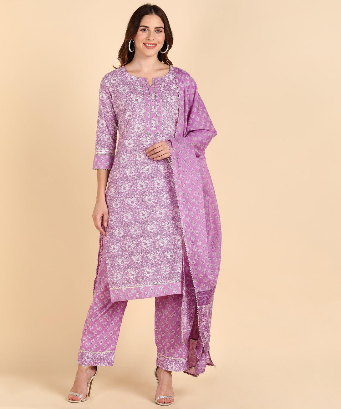 Women's Cotton Turqoise Printed Kurta With Pant - Noz2Toz - Indiakreations