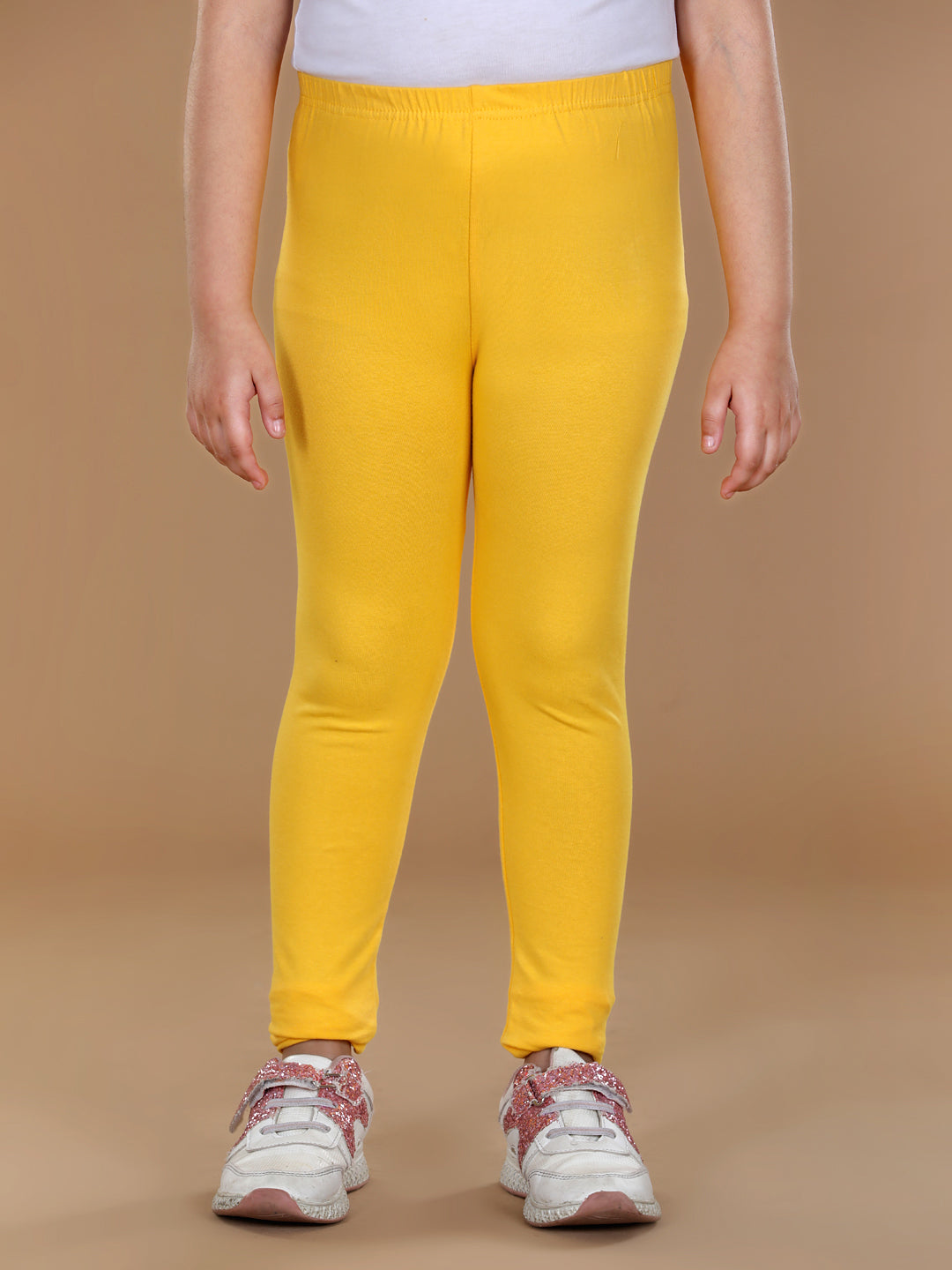 Girl's Yellow Solid Legging - Stylestone Kid