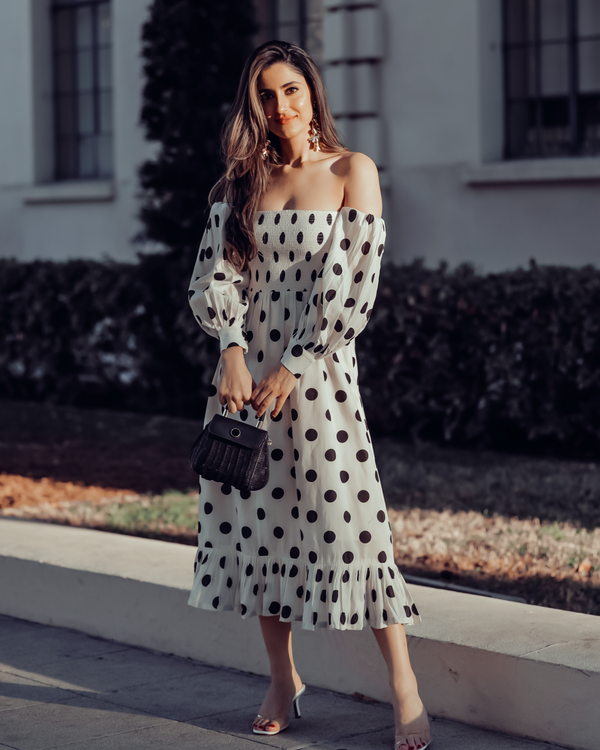 Pale Smoke Polka Cotton Dress | Rescue