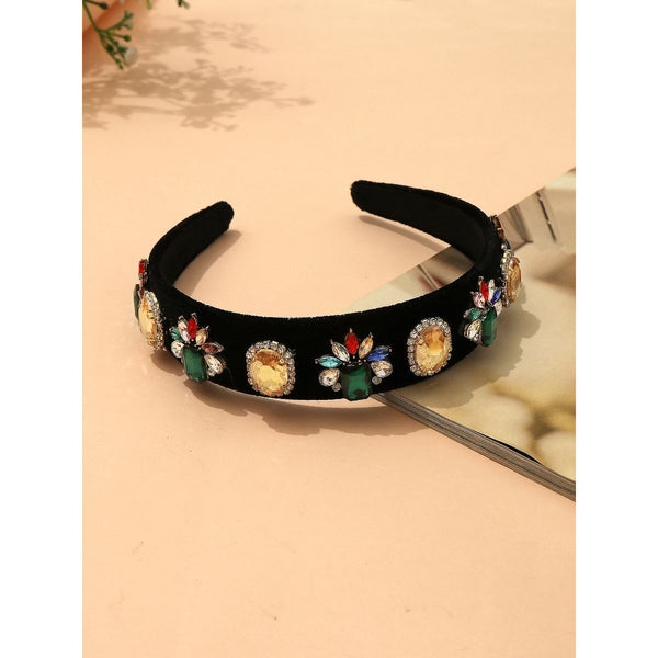 Black Multi-Color Stone Embellished Headband