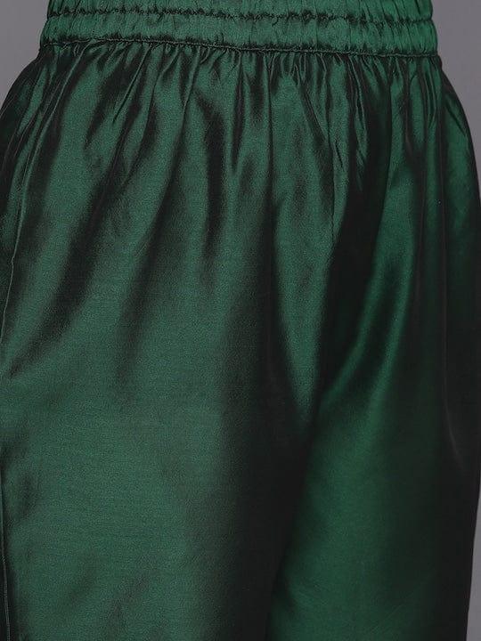 Varanga Women Green Kurta with Trousers & With Dupatta - Indiakreations