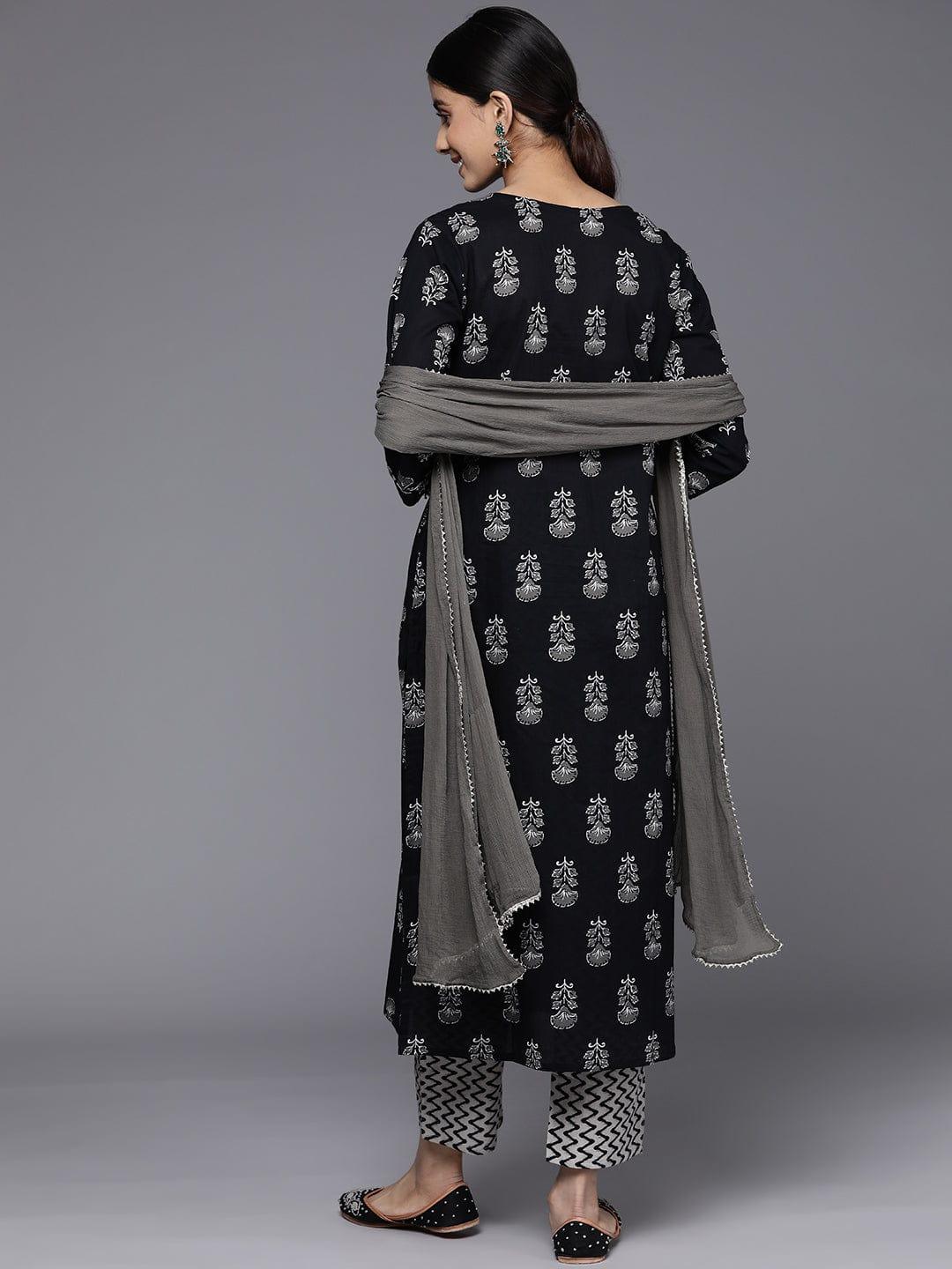 Varanga Ethnic Motifs Printed Sequinned Kurta With Trousers & With Dupatta - Indiakreations