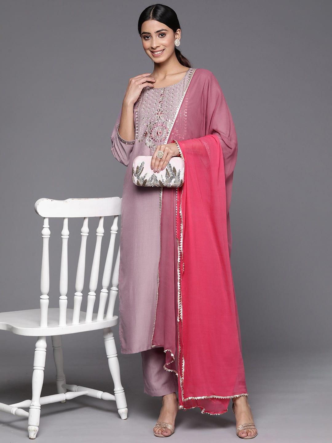 Varanga Women Ethnic Motifs Embroidered Sequinned Kurta With Trousers & With Dupatta - Indiakreations