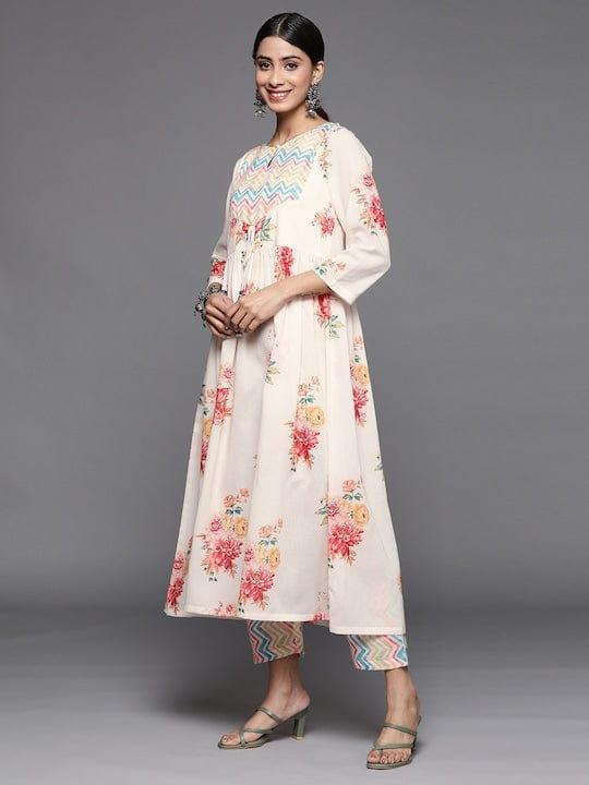 Varanga Women Floral Printed Keyhole Neck Empire Kurta Set - Indiakreations