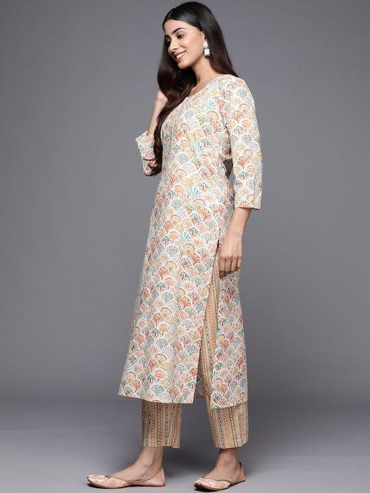 Varanga Women Printed Gotta Patti Pure Cotton Kurta With Trousers - Indiakreations