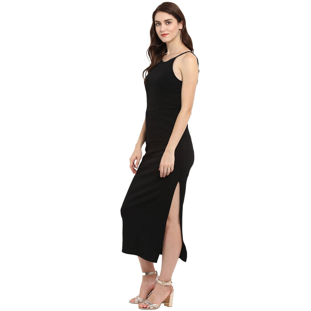 Women's Solid Incut Fitted Midi Dress - Pannkh - Indiakreations