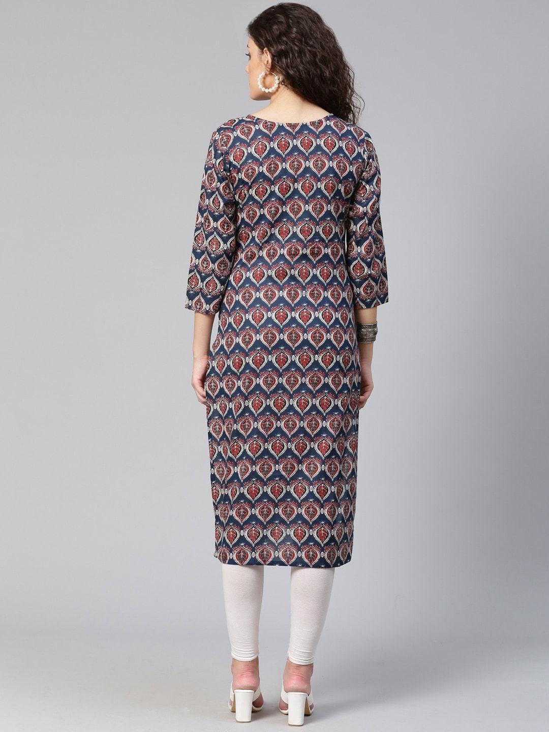 Women's Printed Straight Kurta - Meeranshi - Indiakreations