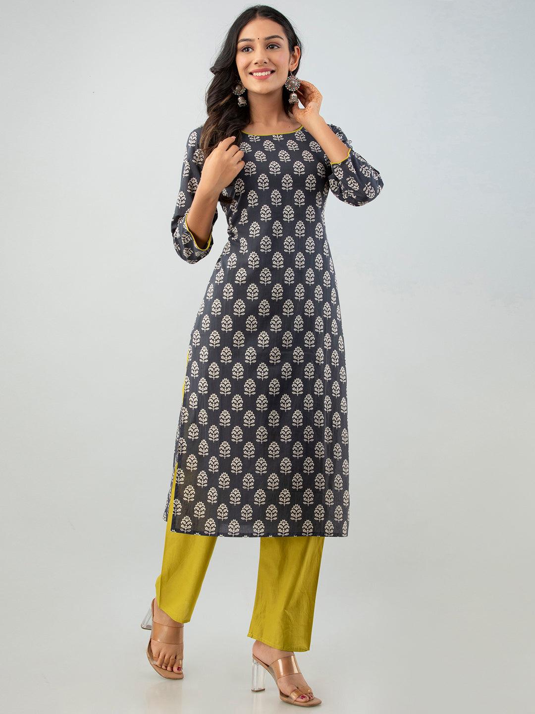 Cotton Printed Kurta Set For Women's - Noz2Toz - Indiakreations