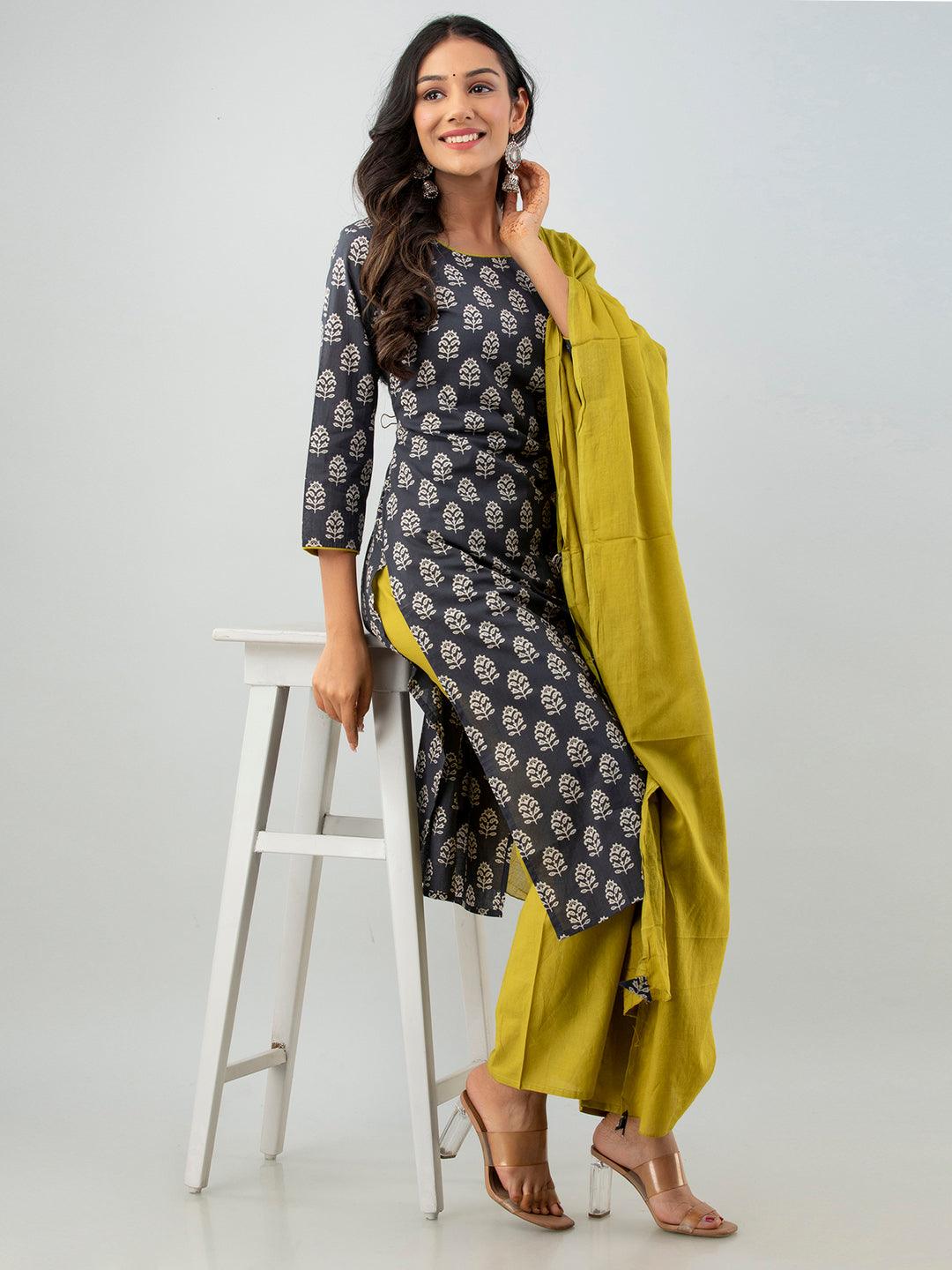 Cotton Printed Kurta Set For Women's - Noz2Toz - Indiakreations