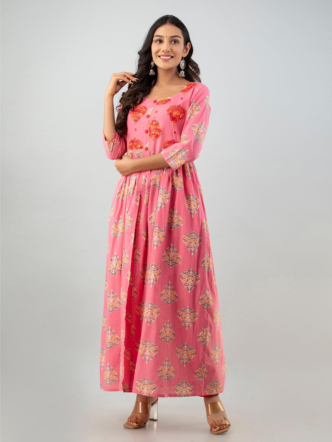 Cotton Printed Kurta Set For Women's - Noz2Toz - Indiakreations