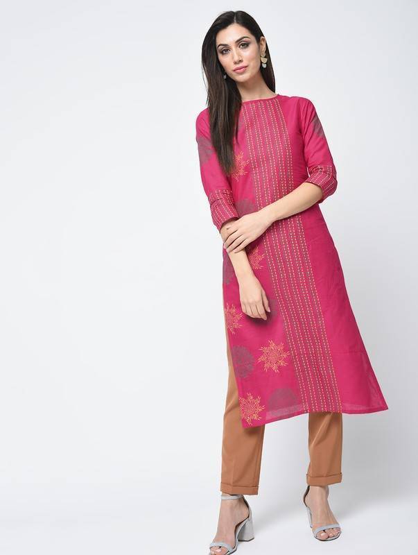 Women's Block Printed Straight Kurta - Aniyah