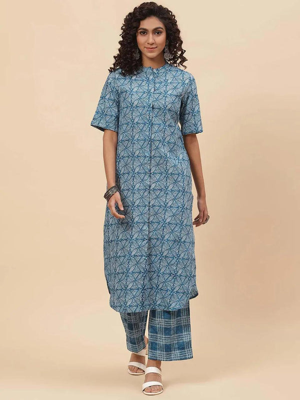 Women's Indigo Relaxed Fusion Wear Set (Set of 2) - BIBA - Indiakreations