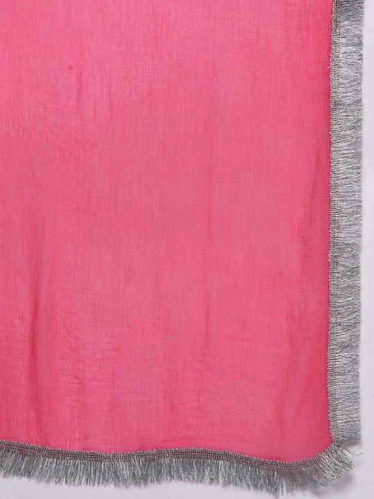 Varanga Women Pink Yoke Design Kurta with Trousers & With Dupatta - Indiakreations