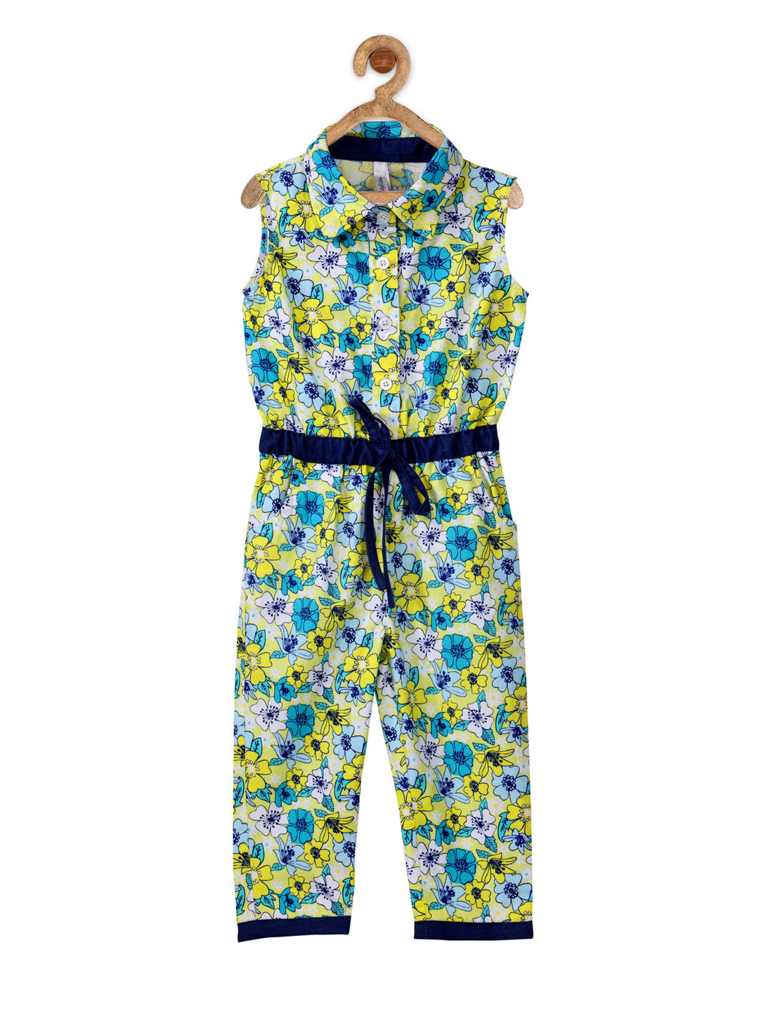 Girl's  Bright Flower Print Jumpsuit - StyleStone Kid