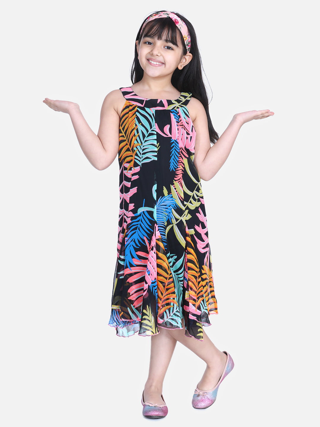 Girl's  Multi Colour Stripe Dress With Flap Detail - StyleStone Kid