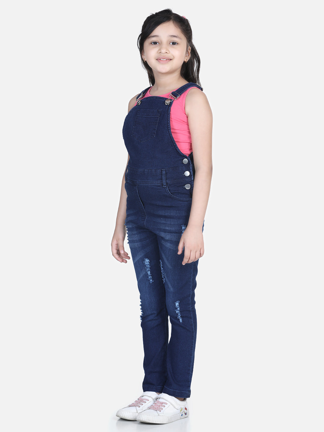 Girl's Distressed Denim Dungaree (T-Shirt Not Included) - StyleStone Kid